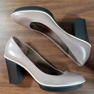 Camper Grey Leather Pumps‎ Rubber Heels Cute Shoes 41 Size 10